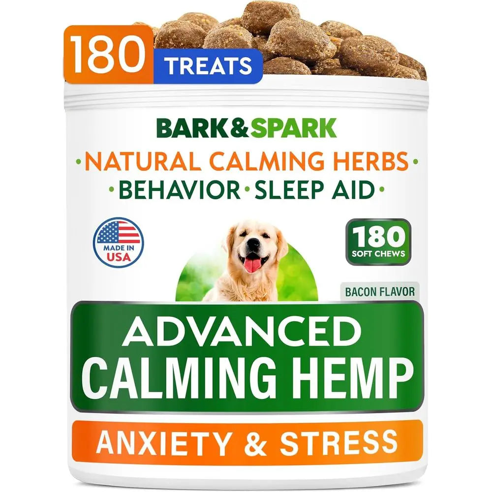 Friandises apaisantes au chanvre BARK&SPARK pour chiens-Huile de chanvre + Mélatonine-Soulage l'anxiété-Aide à la séparation-Soulage le stress