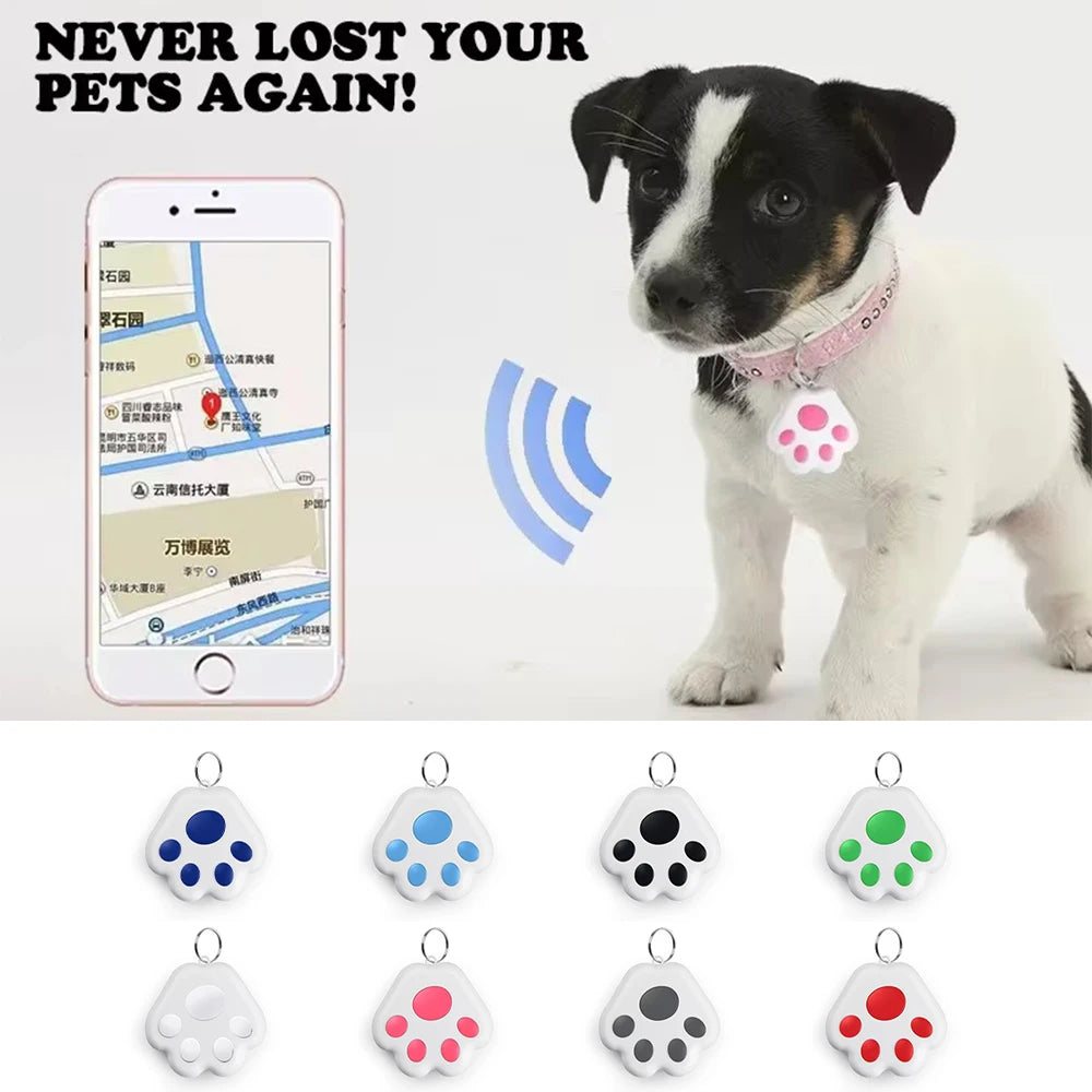 Mini traceur GPS en forme de patte pour chiens, chats, enfants et personnes âgées : dispositif anti-perte intelligent avec suivi et accessoires pour colliers. 