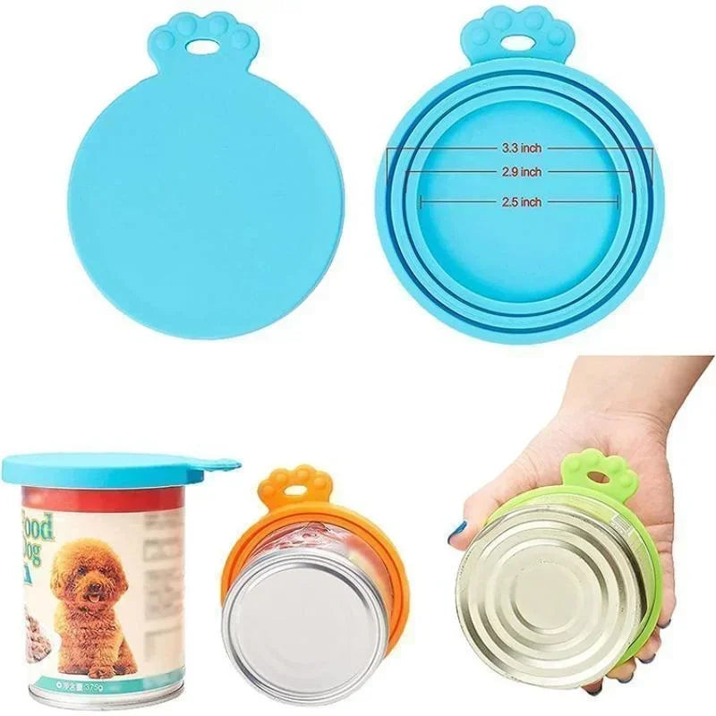 5pçs Tampa de Silicone para Conservar Frescor Tampa de Lata para Pet Alimentos para Gato e Cão Tampa de Silicone Três em Um Vedada Tampa de Silicone Voerbak Cão