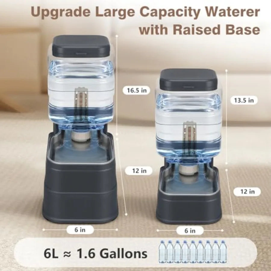 Distributeur d'eau automatique pour animaux de compagnie (1, 6 gallon) avec bol en acier inoxydable et gamelle à gravité en acier inoxydable de grande capacité pour chiots. 