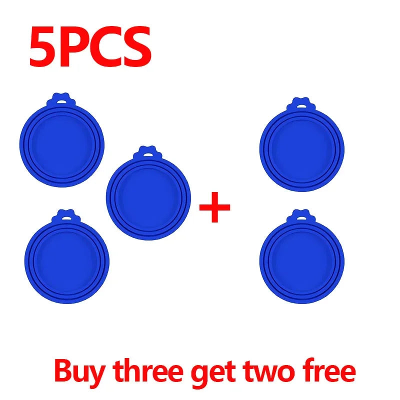 5pçs Tampa de Silicone para Conservar Frescor Tampa de Lata para Pet Alimentos para Gato e Cão Tampa de Silicone Três em Um Vedada Tampa de Silicone Voerbak Cão