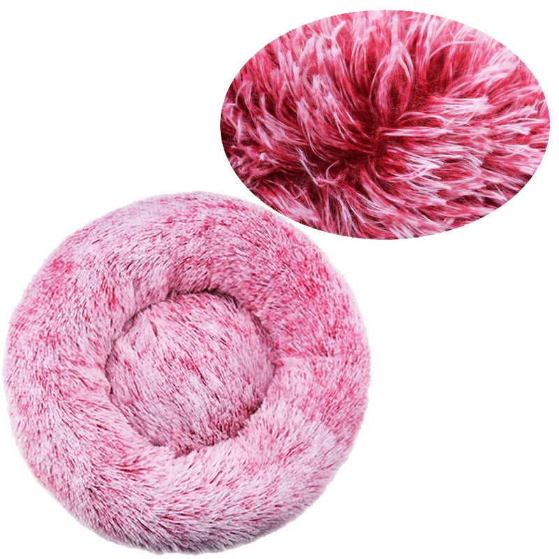 40-90cm 6 Sizes Round Pet Bed for Large Dog Bed Super Soft Cat Bed Plush Dog House for Medium Dog House Winter Warm Sleeping