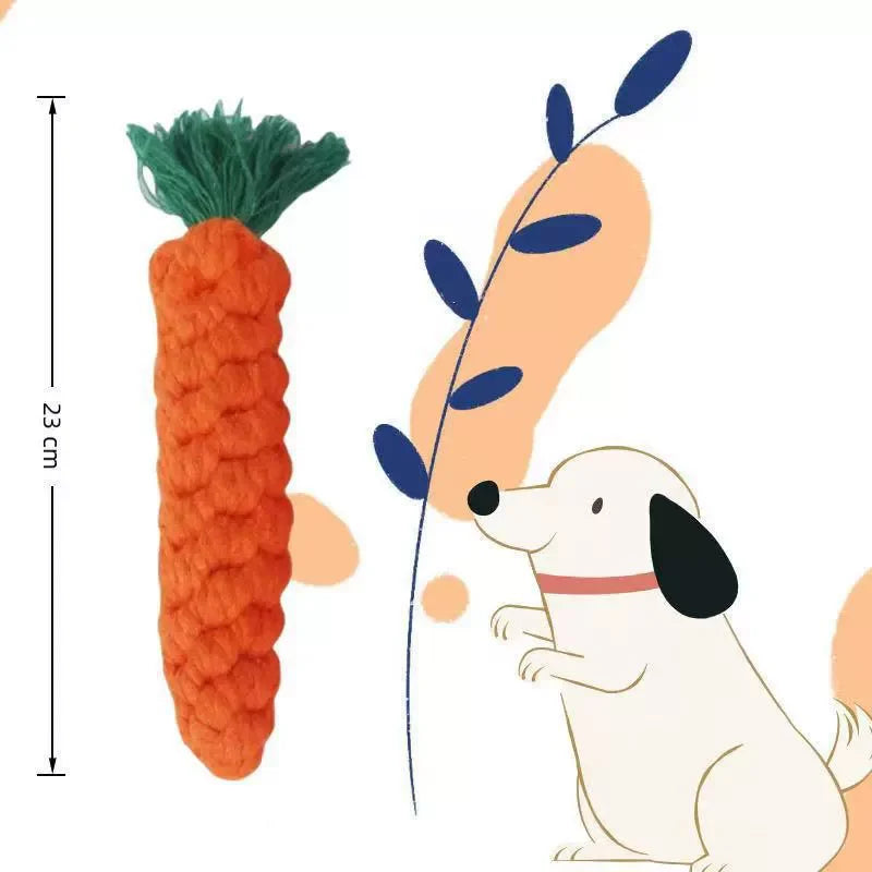 1 pieza de juguete anudado para mascotas para perros y gatos con forma de zanahoria, juguetes masticables para perros, juguetes de cuerda de algodón para perros de interior, juguetes para gatos, accesorios para perros