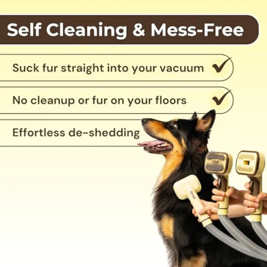 Kit de brosse pour aspirateur pour animaux–Outil de toilettage 3 en 1 pour chiens et chats, brosse autonettoyante pour démêlage et éliminateur de poils d'animaux, fixation universelle pour aspirateur