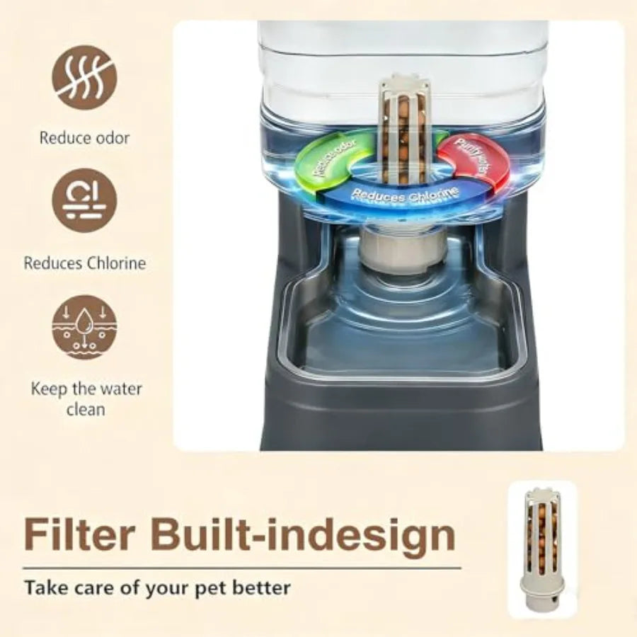 Distributeur d'eau automatique pour animaux de compagnie (1, 6 gallon) avec bol en acier inoxydable et gamelle à gravité en acier inoxydable de grande capacité pour chiots. 