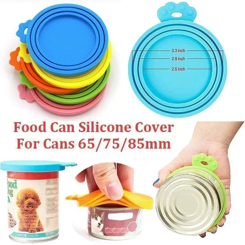 5pçs Tampa de Silicone para Conservar Frescor Tampa de Lata para Pet Alimentos para Gato e Cão Tampa de Silicone Três em Um Vedada Tampa de Silicone Voerbak Cão