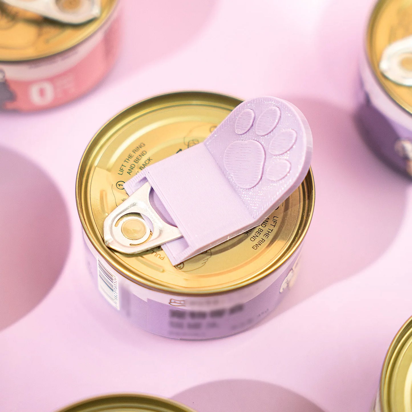 Abrelatas de comida para mascotas con forma de pata de gato, impresión 3D, multifuncional, portátil, seguro y fácil de agarrar