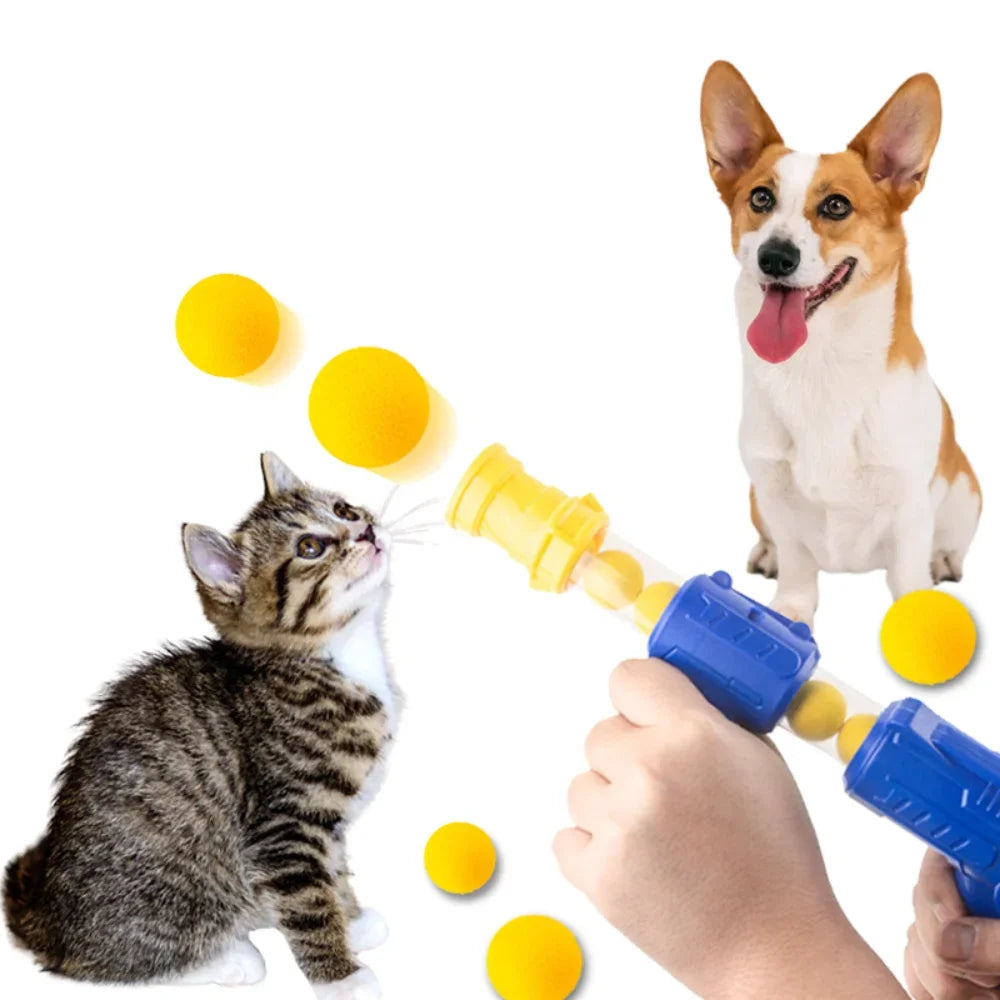 Interactive Cat Toy Ball Dog Aerodynamic Shooter Cats Game EVA Soft Ball Launcher Kitten Toys Launch Training Children Pet Gift