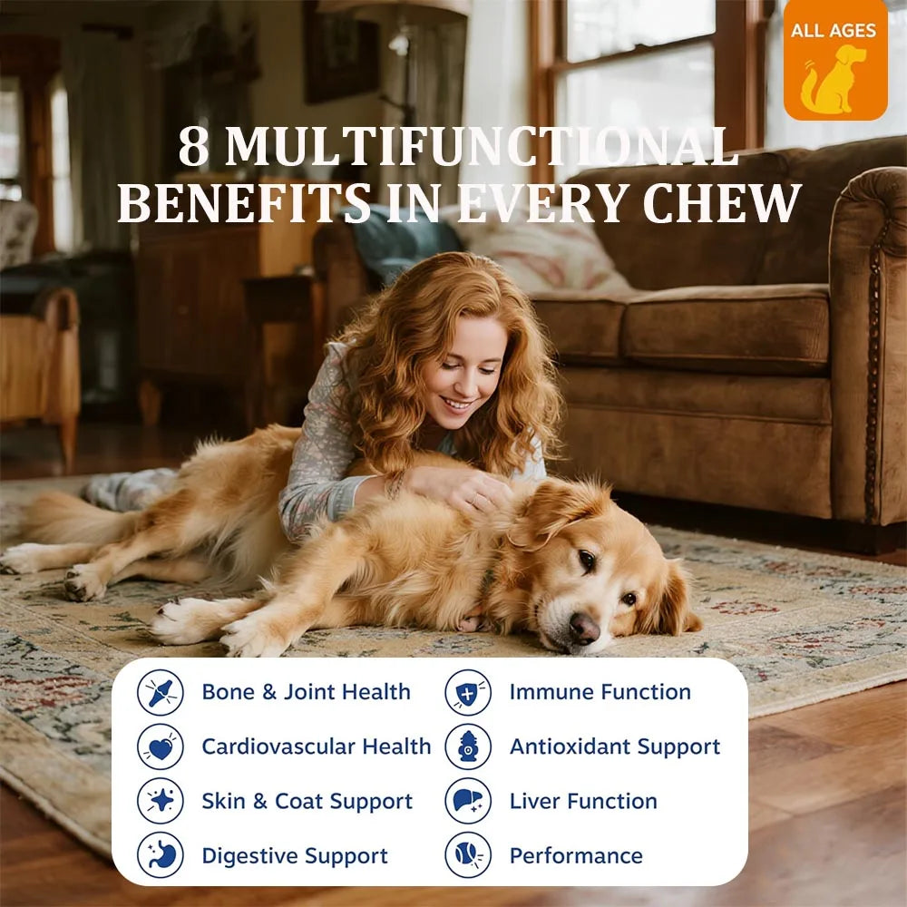 Dog Multivitamin, Chewable Dog Vitamins and Supplements for Hip & Joints, Skin & Coat, Omega 3 Fish Oil for Dogs- Senior & Puppy Happy Tails Pet Shop Store
