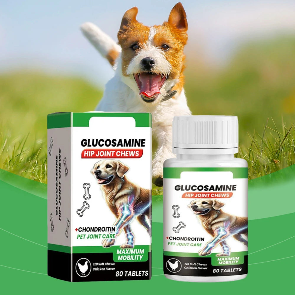80 tabletas suplemento para el cuidado de las articulaciones de mascotas glucosamina condroitina masticables blandos para perros soporte de articulaciones de la cadera mejora de la movilidad salud