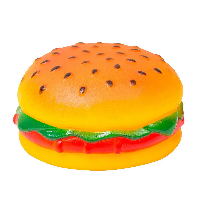 Pet Bite Toys PVC Hamburger Chew Interactive Squeaker Dog Toy Sound Teeth Cleaning Non-toxic Household Animals Dogs