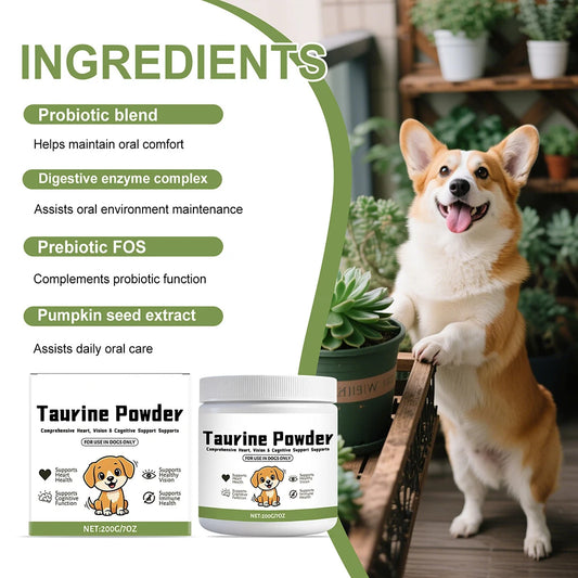 Complément de taurine doux pour chiens, pour les soins quotidiens. Soutien nutritionnel quotidien essentiel. Soutien au vieillissement en bonne santé. 