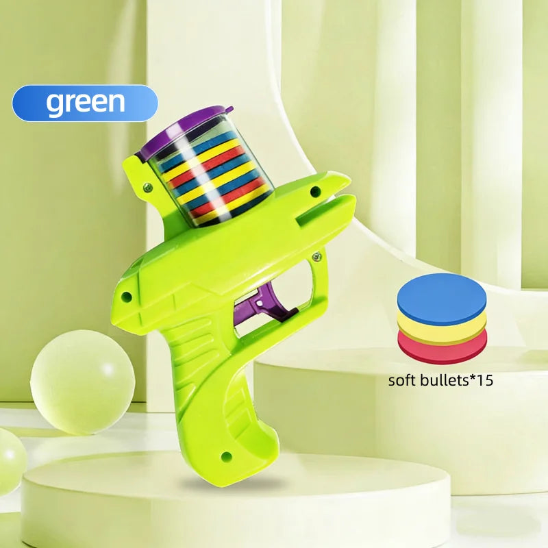 Kids Outdoor Foam Disc Gun Toy Double Launcher Interactive Parent-Child Flying Game Shooting Toy for Children