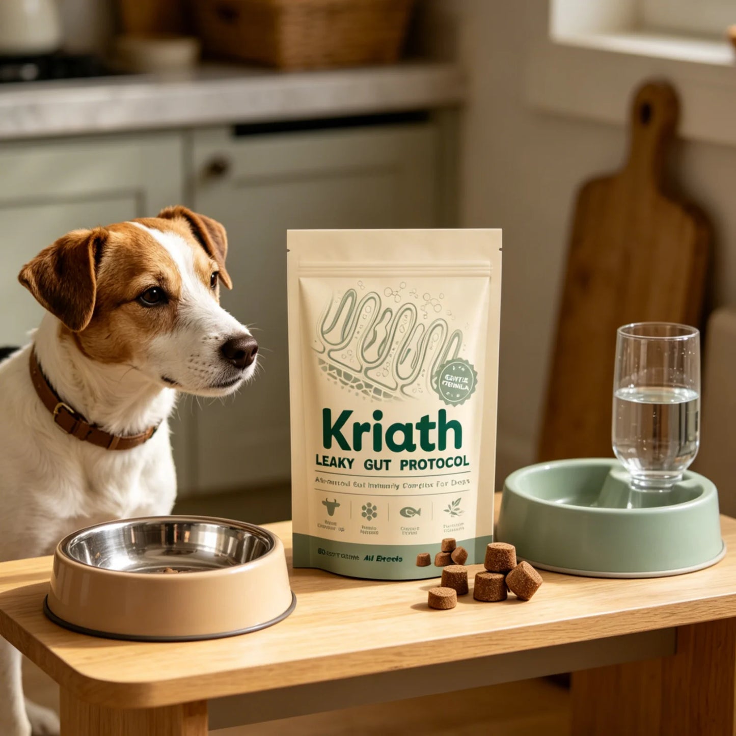Kriath Daily Gut Care Supplement Relieve Gastrointestinal Discomfort Smooth Silky Hair Protecting Health Dog Probiotic Soft Chew