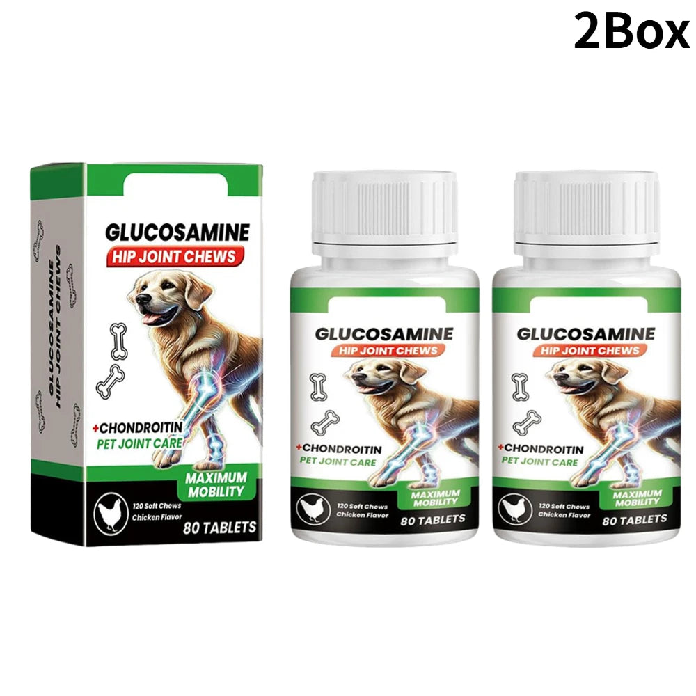 80 tabletas suplemento para el cuidado de las articulaciones de mascotas glucosamina condroitina masticables blandos para perros soporte de articulaciones de la cadera mejora de la movilidad salud