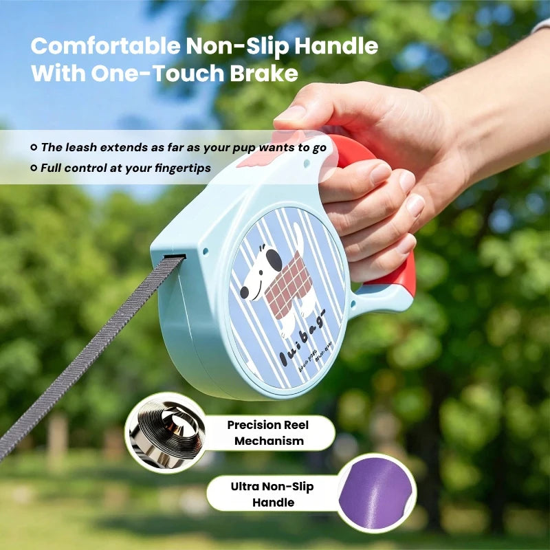 Cartoon Retractable Dog Leash Anti-burst Pull Anti-tangle Anti-escape Portable Outdoor Pet Walking Rope