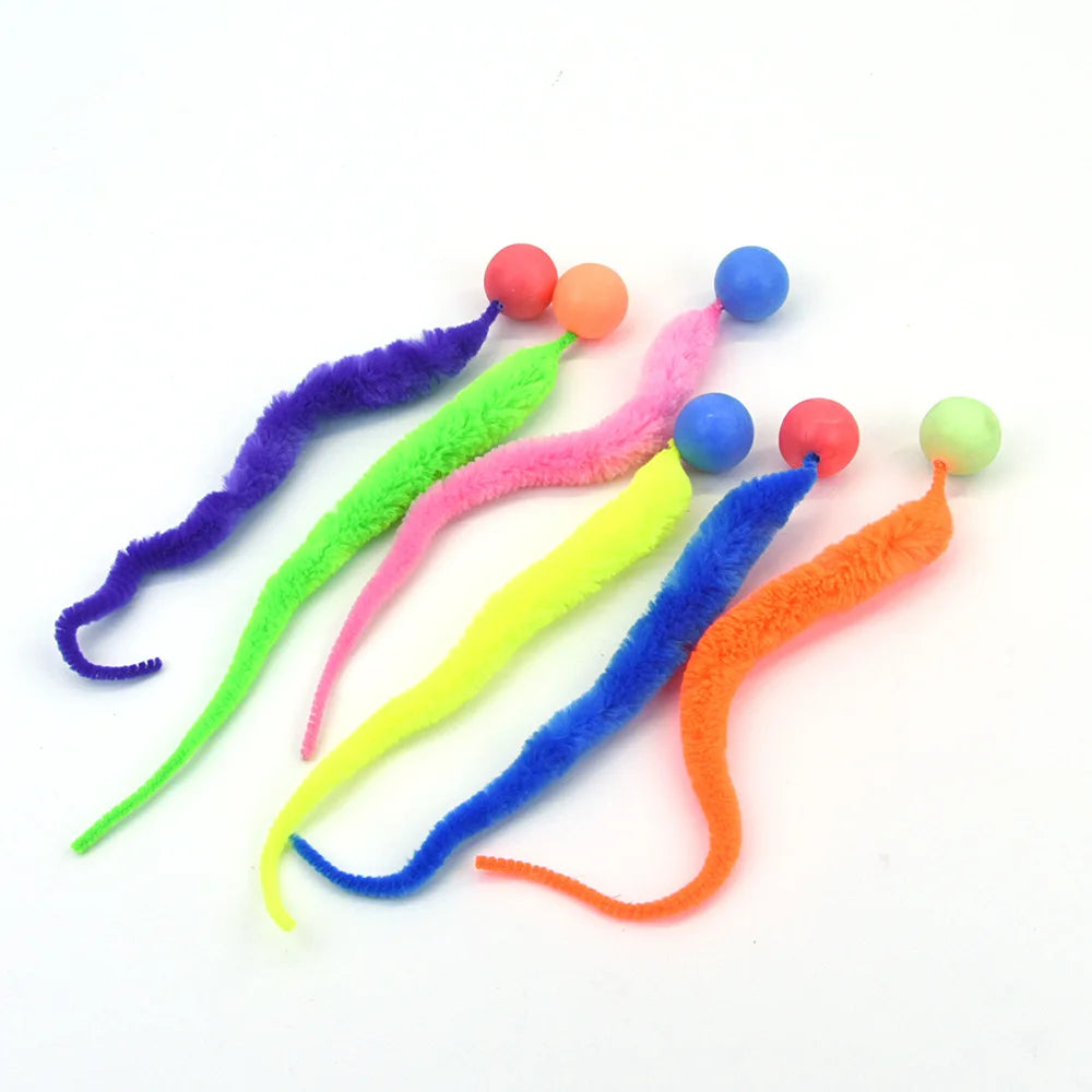 Jouets interactifs pour chats, balle rebondissante colorée, jouet en forme de chenille pour chat d'intérieur, jouet élastique