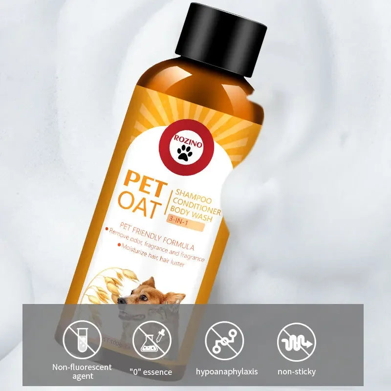 Champú para Gatos 100ml Gel de Ducha Acondicionador para Perros 3 en 1 Bacterias Ácaros Desodorante Fragancia Duradera Productos de Limpieza para Mascotas
