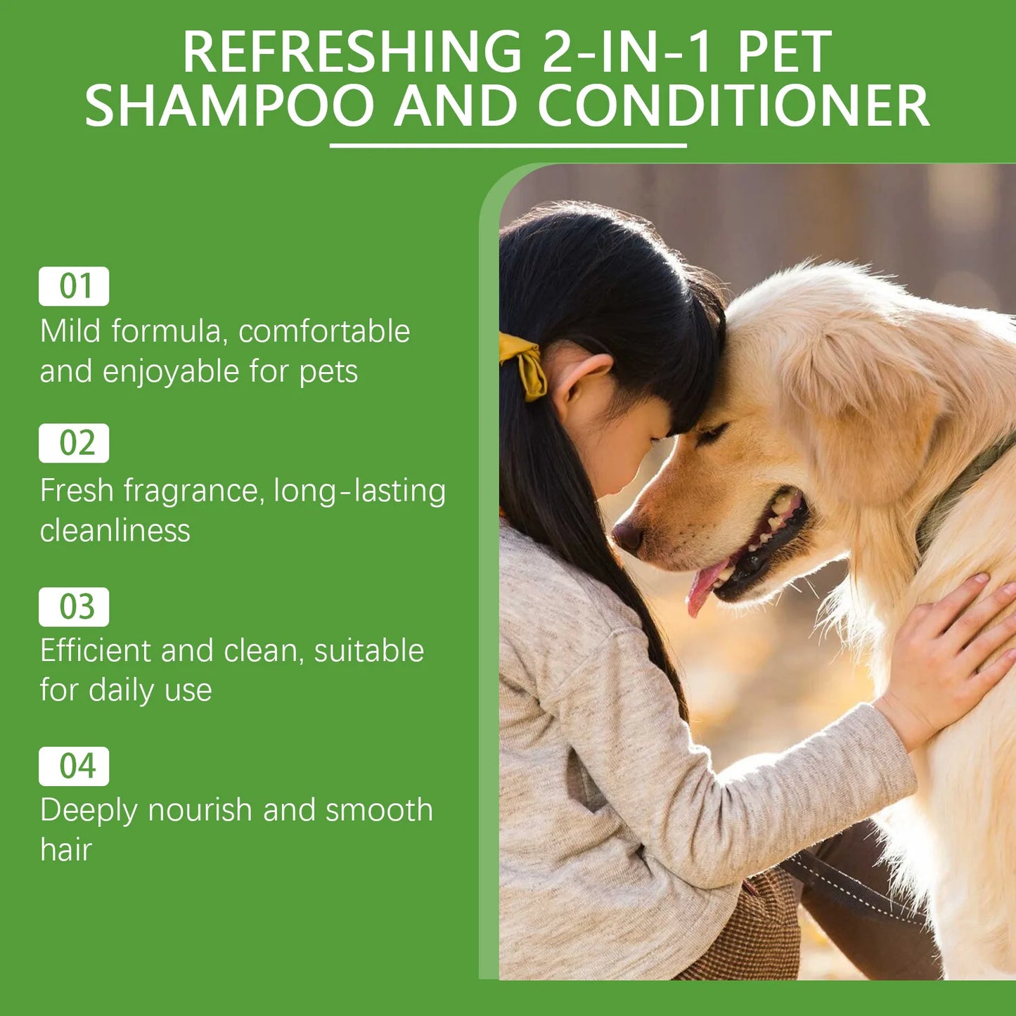 YEGBONG Champú y Acondicionador Refrescante 2 en 1 para Mascotas Alivio Picazón Hidratante Eliminador de Suciedad y Olores Acondicionador Gel de Ducha para Perros