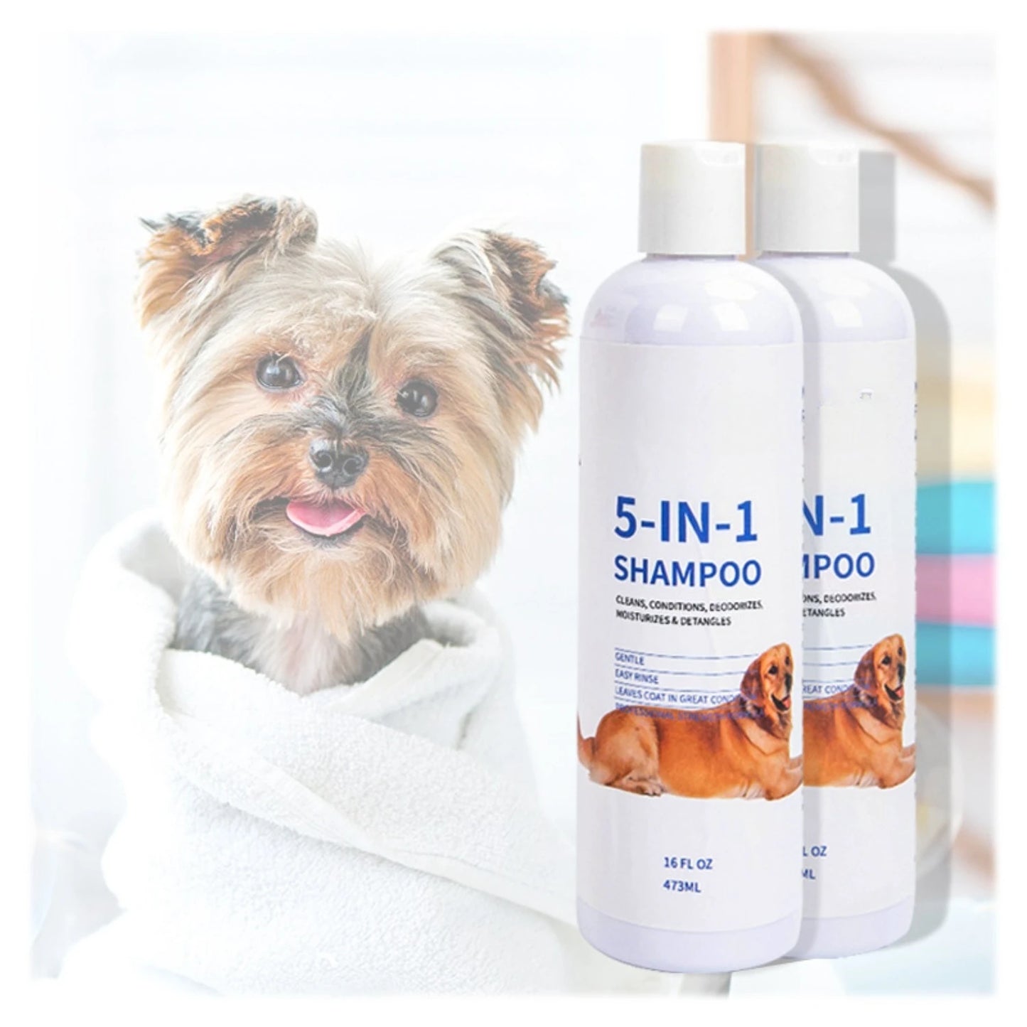 Shampoing ATUBAN 5 en 1 pour chiens à la peau sensible et aux odeurs désagréables-473 ml (16 fl oz) 