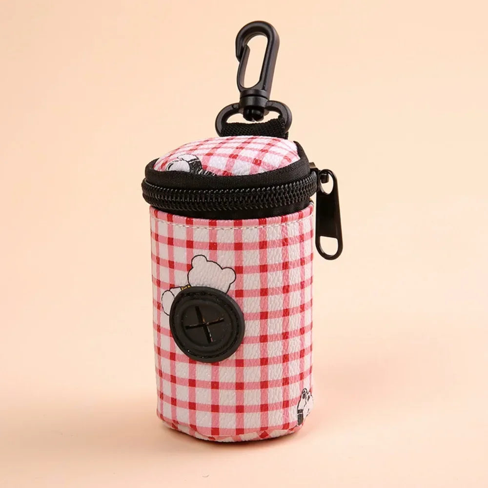 Dispensador de Bolsas para Excrementos de Perro Colgable con Cremallera Accesorio para Pasear Perros Soporte para Bolsas de Basura Portátil Lindo Organizador de Bolsas de Basura Suministros para Mascotas