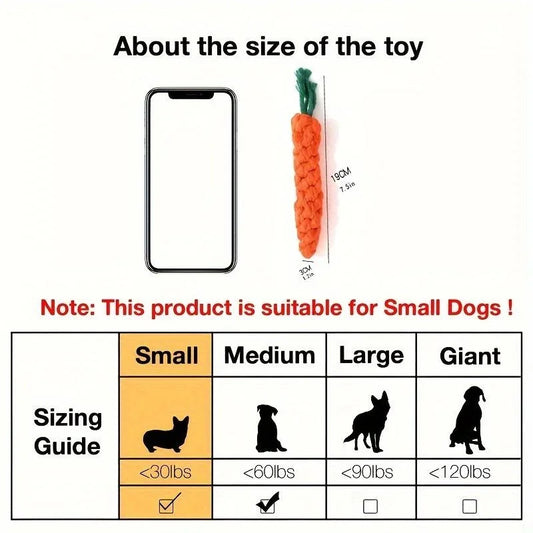 1 pieza de juguete anudado para mascotas para perros y gatos con forma de zanahoria, juguetes masticables para perros, juguetes de cuerda de algodón para perros de interior, juguetes para gatos, accesorios para perros
